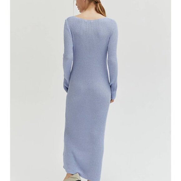 Ice Blue Ribbed Sweater Dress - Picture 4 of 4